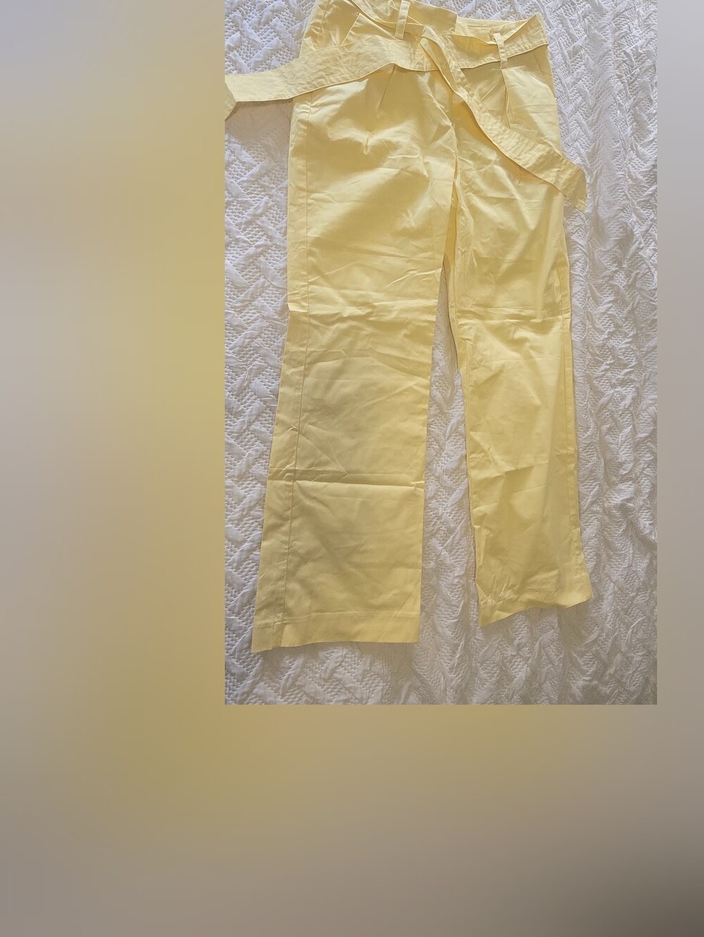 New York & Company Yellow High-Waist Belted Wide-Leg Pants